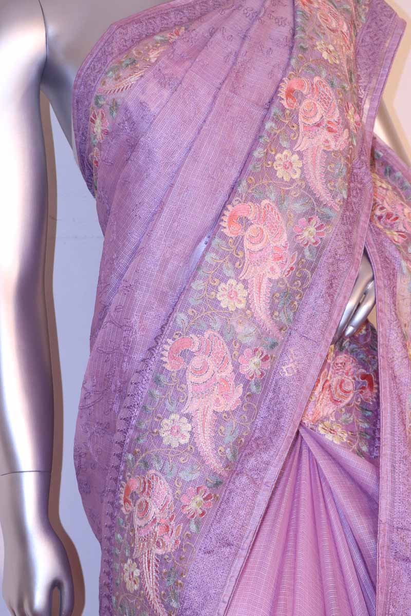 Designer Pure Silk Tussar Kota Embroidery Saree